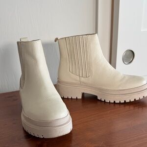 Patina white leather Chelsea boots